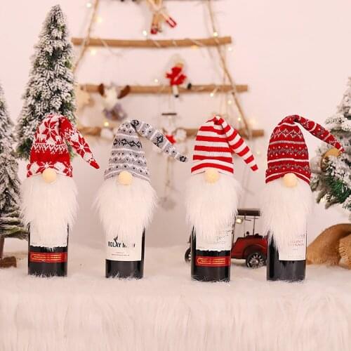 Christmas Faceless Doll Champagne Bottle Cover Dress Up Holiday Party Wine Bottle Cap Decor Home Living Room Decoration Ornament
