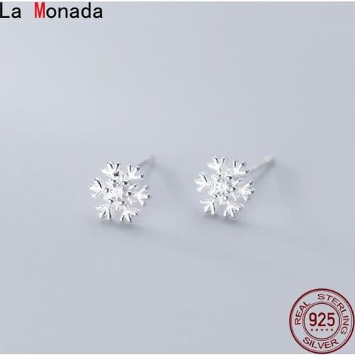 La Monada 925 Sterling Silver Earrings Stud Minimalist Beautiful Snowflake Stud Earrings For Women Silver 925 Fine In Jewelry