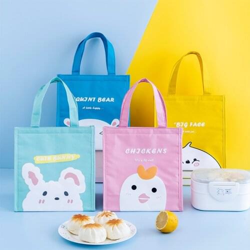 Cute Cartoon Lunch Box Bag Students Bring Rice Large Capacity Thermal Insulation Bag Bento Bag Thermal Insulation Fres