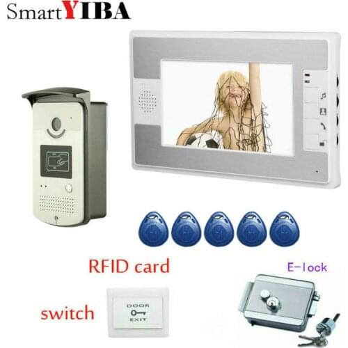 SmartYIBA 7"Home Security System RFID Open Door Lock For Private House Exit Button Video Door Phone Door Monitor Video Intercom