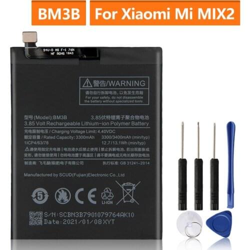Original Replacement Battery For Xiaomi MIX2 MIX 2 BM3B Genuine Phone Battery 3400mAh