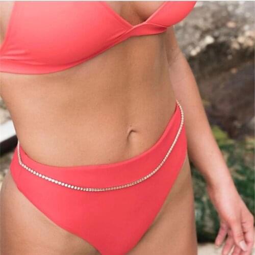 Sexy Rhinestone 1-2 row navel chain fashion bikini waist chain necklace body jewelry womens summer accessories wholesale