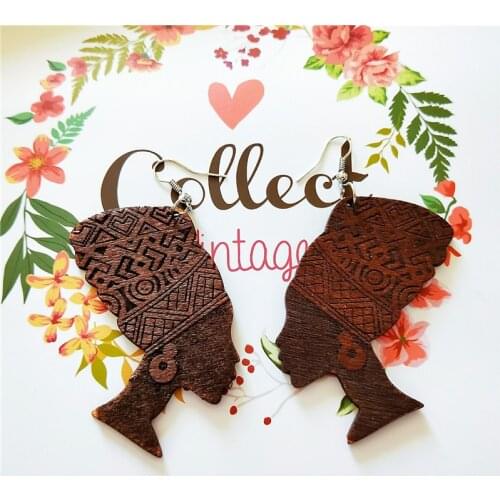 SOHOT Vintage Hyperbole Big Handmade Carving African Portrait Women Drop Earrings Trendy INS Hot Sale Party Jewelry Brincos