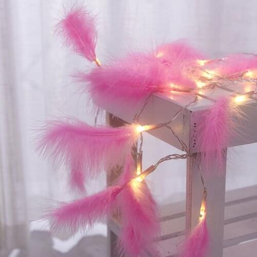 Feather Led Light String Lamp Battery Fairy Lights For Bedroom Living Room DIY Romantic Holiday Decoration Lighting Copper Wire