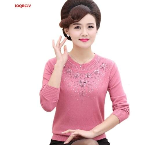 Middle-aged Womens Winter Sweaters Pullovers Plus Size 4XL Thickened Warm Bottoming O-neck Wool Sweater Mother Dress Tops W1530