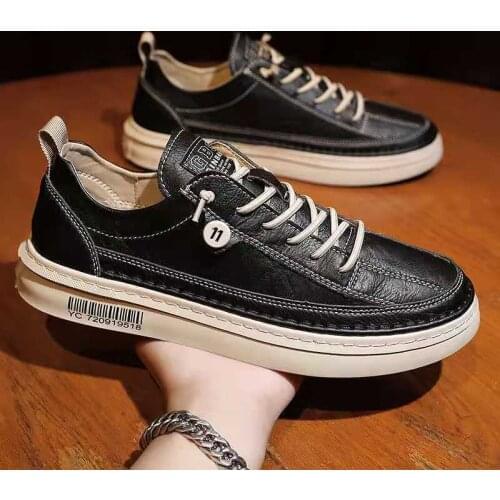 Men Shoes fashion Genuine Leather Loafers Breathable Autumn lace up comfortable Casual Shoes Outdoor Men Sneakers shoes