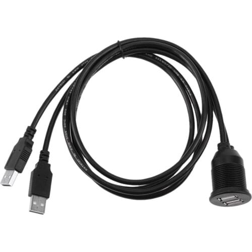 1m Car Van Dashboard Flush Mount Dual USB Socket Extension Lead Panel Male To Female Cable Data Cord for Vehicle Motorcycle