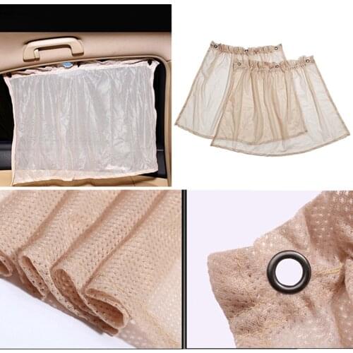 Universal Car Window Curtain Sun Shade Shield Drape Curtain Decoration Beige