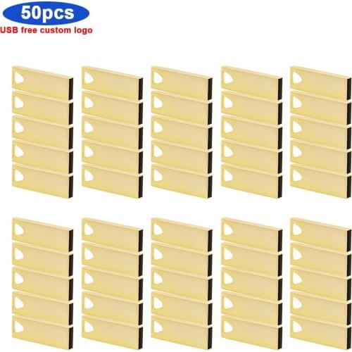 50pcs free LOGO mrtal USB Flash Drive 64GB16GB 8GB pendrive 128GB 32GB 4GB Pen drive waterproof u-disk 2.0 usb stick gift for PC