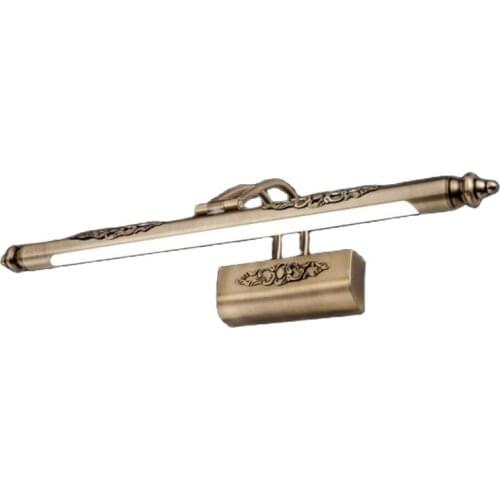 Vintage America Retro Copper Embossed Led Wall Lamp for Bathroom Waterproof Anti Fog Mirror Light 48/64/72cm 2448