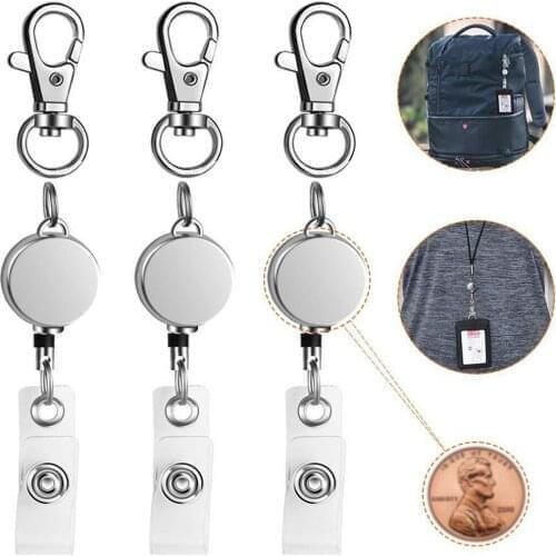 1pcs Retractable Nurse Badge Reel Clip Badge Holder Students Doctor Id Card Holder Metal Keychain
