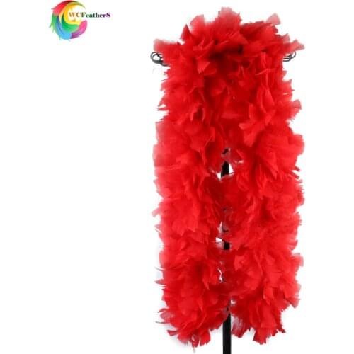 WCFeatherS 200gram Fulffy Red Turkey feather Boa Big feathers Scarf Wedding Party Shawl Decoration Crafts