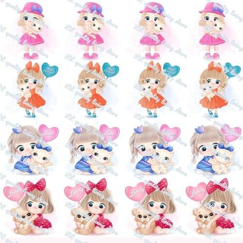 WL 16mm 22mm 25mm 38mm 50mm 75mm Cartoon Girl&Cat Print Grosgrain Ribbon Diy Handmade Animal Collar Party Decoration