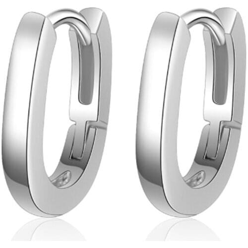 Korean version of the simple and stylish temperament two-color geometric oval female models silver plated ear rings YE025