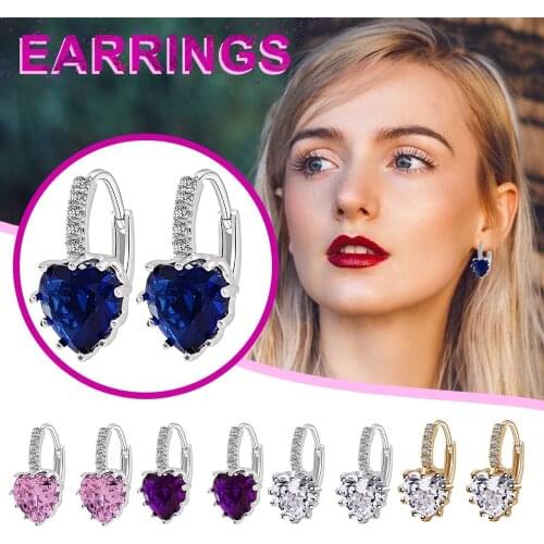 Womens Earrings Accesorios Mujer Fashion earrings, zircon ear button, peach heart multi color jewelry серьги bijouterie Jewelry