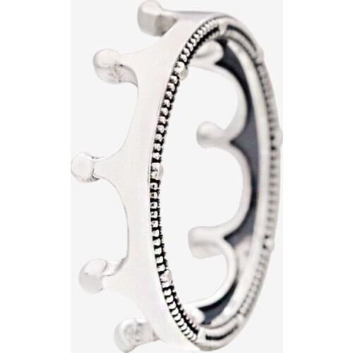 Original 925 Sterling Silver Pan Ring New Shiny Crown Ring For Women Wedding Party Gift Fashion Jewelry