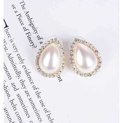 Golden Fashon Cute Water drop Crystal Rhinestone Statement Wedding Earrings For Women Cute Earring