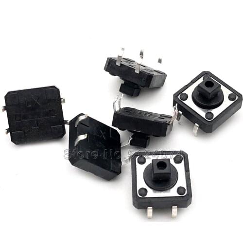100pcs/lot Black 12X12X7.3 touch switch square head B3F-4055 touch key switch 12*12*7.3MM