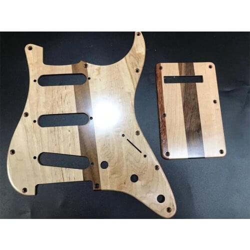 11 Holes SSS Sollid wood (Maple+rosewood) Electric GUITAR Pickguard with Back Plate