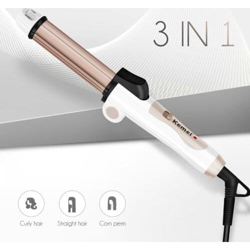 3 in1 Multifunctional Foldable Mini Hair Styler Curl Straightener Ceramic Curling irons Corn Plate Krultang Corrugation Waves