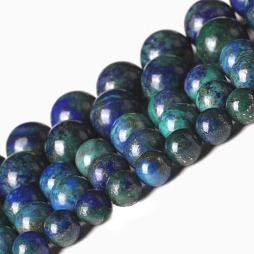 4-14mm Natural Round Blue & Green Lapis Lazuli Stone Beads For Jewelry Making Beads Bracelets 15'' Needlework DIY Beads Trinket