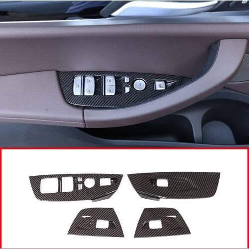 4pcs Carbon Fiber Style ABS Plastic For BMW X3 G01 2018 2019 ABS Window Lift Decoration Frame Cover Trim Car Accessories LHD