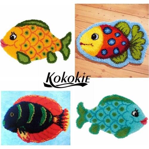 Cartoon fish printed cushion accessories crochet tapis needle for carpet Foamiran for crafts latch hook diy rug tapestry kits