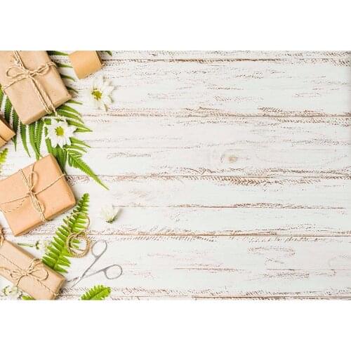 White Flower Boxes Wooden Board Photo Background Vinyl Cloth Studio Backdrops for Children Baby Toy Pet Photography Photobooth