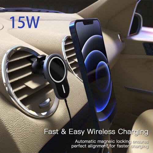 15W Fast Charge Magsafe QI Wireless Car Charger For Iphone 12/Iphone 12 Pro Strong Magnetic 360 Degree Rotation Car Phone Holder