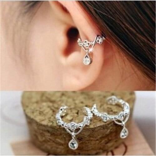 No Ear Hole Zircon Water Diamond Drop False Earring Korean Earring for Women Ear Bone clip
