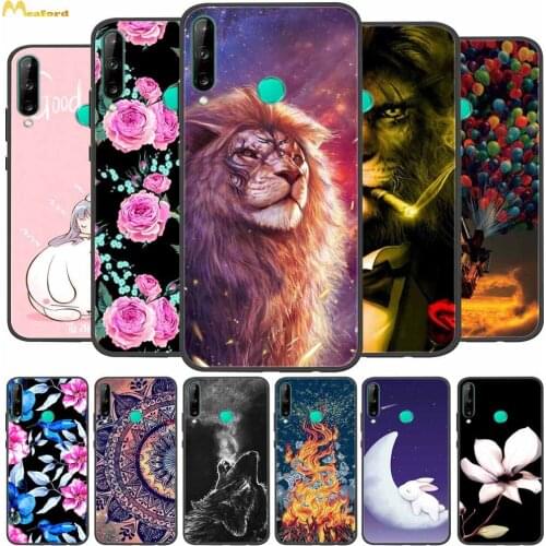 Honor9C Case For Huawei Honor 9C Phone Case Lion Silicone Soft Back Cover Coque Honor 9C 9 C 6.39'' Cases AKA-L29 Black Bumper
