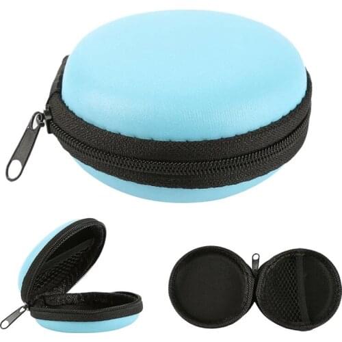 Headphones Case Bag Round Storage Carrying Hard Bag Headset Box Shockproof Earphone Organizer Pouch Earphones Accessories