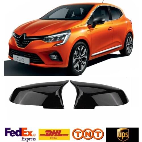 For Renault Clio V 2019→ Bat Mirror Cover Piano Black 2 pieces