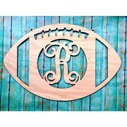 Wooden Initial Football, door sign, home decor, name sign, decor, family decor, family name sign, family plaque