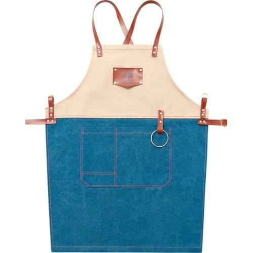 Apron cowboy Korean fashion cafe tea shop Chinese food waiter men and women hairdressing overalls painting custom