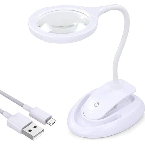 Hot Magnifying Glass with Light 5X 10X Magnifying Lamp with Stand & Clamp, Desktop Magnifier Lamp for Close Work Reading