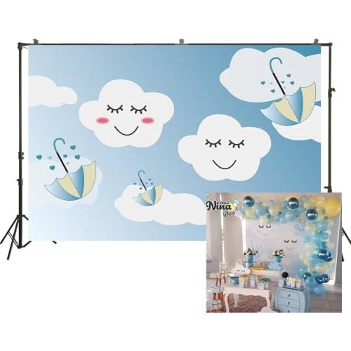 HUAYI Photography Backdrop Birthday Baby Shower Child Photo Background Clouds Sky Blue Newborn Studio Photo Booth BackdropW-2251