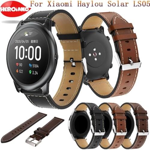 Leather Watchband Strap for Xiaomi Haylou Solar LS05 Band Sport Smart Bracelet Replacemen Wristband for Haylou Solar LS05 Correa