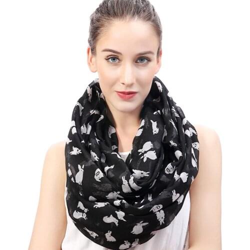 Rabbit Bunny Animal Pet Print Womens Infinity Loop Scarf Gift Accessory Soft Lightweight for All Seasons Easter Day