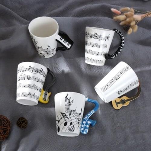 Ins Cross-border Music Musical Note Cup Coffee Cup Creative Water Cup Ceramic Cup Mug Custom Logo Foreign Trade Export 250ml