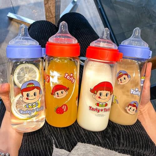 Cute Cartoon Strawberry Glass Water Bottle Pacifier Suitable for Adult sunlight Children Milk Glass Bottle Baby Feeding Bottle