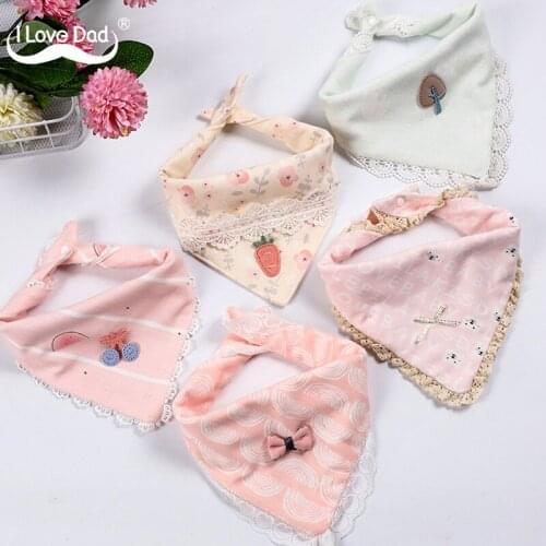 Cute Lace Bows Baby Bibs Soft Cotton Kids Girls Triangle Bib Infant Toddler Saliva Towels Baby Feed Stuff