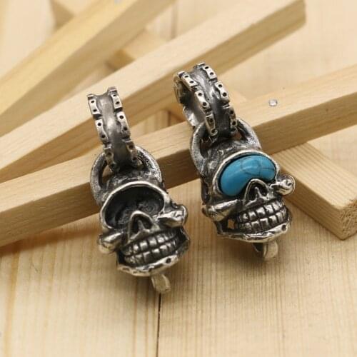 Alpine One-Eyed Skull Europe And Punk Mens Wild Necklace S925 Sterling Silver Pendant Vintage Thai Silver Old Fashion Jewelry