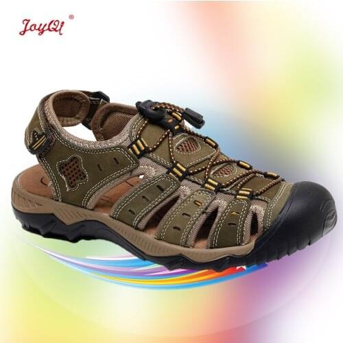 New fashion summer beach breathable nen sandals leather men sandal man causal shoes plus size 39-48 JOY-007