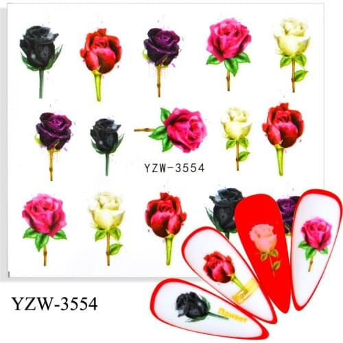 YZWLE New 3D Nail Stickers Green Flower Vine Stickers For Nail Foil Love Heart Design Nails Accessories Fashion Manicure Sticker