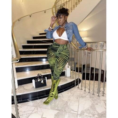 Fall Clothing Pants Women Print Sexy Skinny Irregular Elasticity Nightclub Leggings Club Outfits Streetwear Y2k Wholesale Items