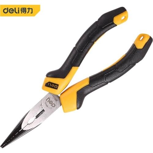 Deli Professional Pointed Nose Pliers Electrical Wire Stripper Cable Crimping Tool Insulated Non-slip Professional Hand Tools