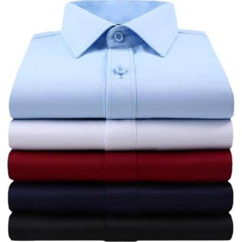 Men Summer Shirts Mens Short-sleeved Shirt Solid Color Business Casual Fashion Slim Fit Non-iron Stretch Shirt Oversized Shirt
