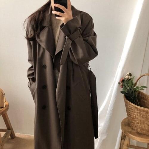 Korean Style Loose Coat Womens Outerwear 2020 Autumn Winter Woman Trench Coat Casual Double Breasted Wild Jackets For Women