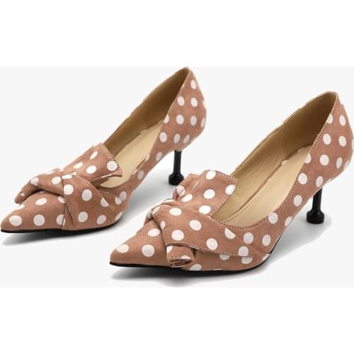 Banquet Fashion Pointed Toe Polka Dot High Heels Personalized Fashion Stiletto Single Shoes Women 6cm Heels Mujer Bombas
